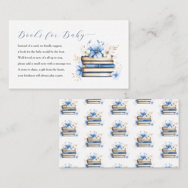 Carte D'accompagnement Blue Storybook Baby shower Livres Pour Bébé (Devant / Derrière)