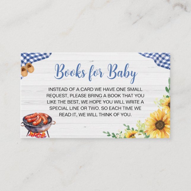 Carte D'accompagnement Blue Sunflower BBQ Baby showers Livres pour bébé (Devant)