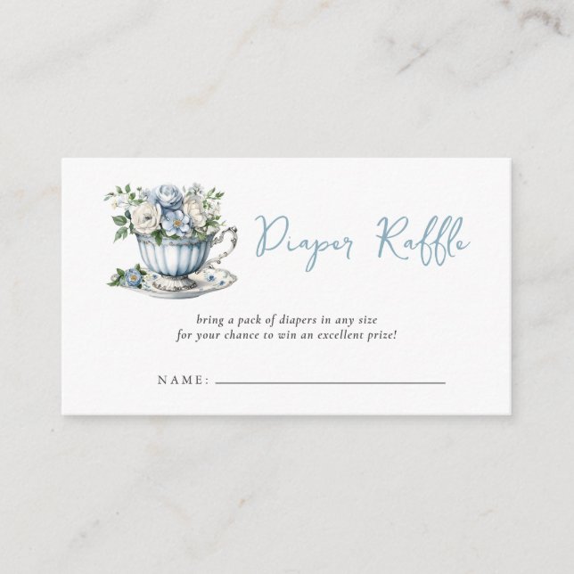 Carte D'accompagnement Blue Tea Party Boy Baby shower Déchets Raffle (Devant)