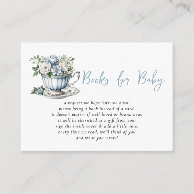 Carte D'accompagnement Blue Tea Party Boy Baby shower Demande de réservat (Devant)
