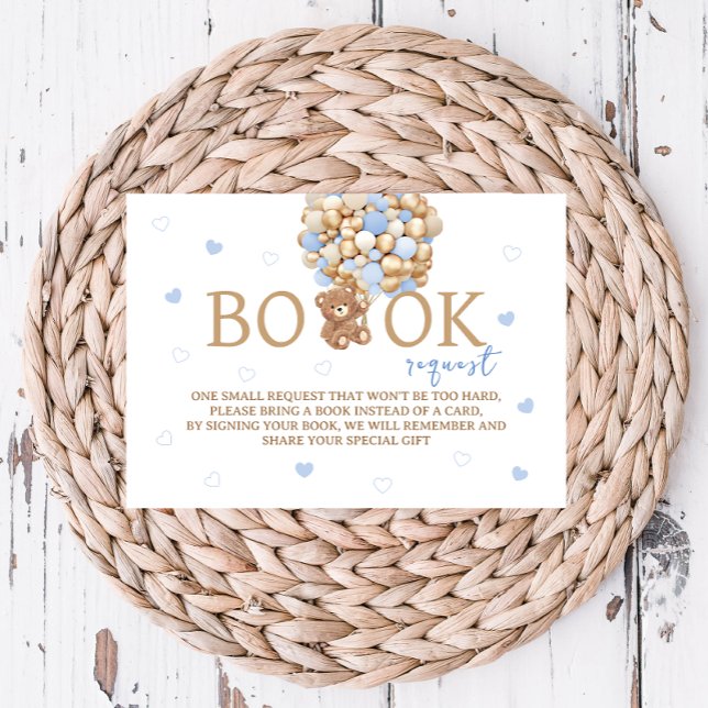 Carte D'accompagnement Blue Teddy Bear Balloons Demande de réservation (Créateur téléchargé)