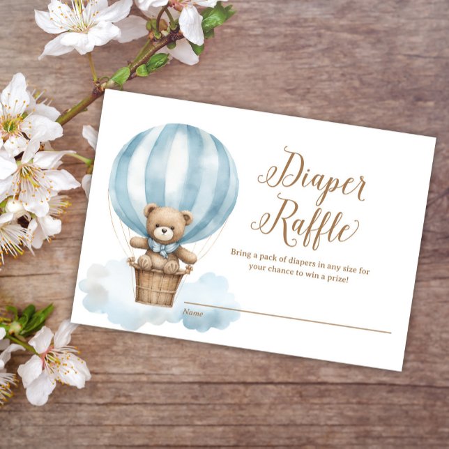 Carte D'accompagnement Blue Teddy Bear Boy Baby shower Déchets Raffle (Créateur téléchargé)