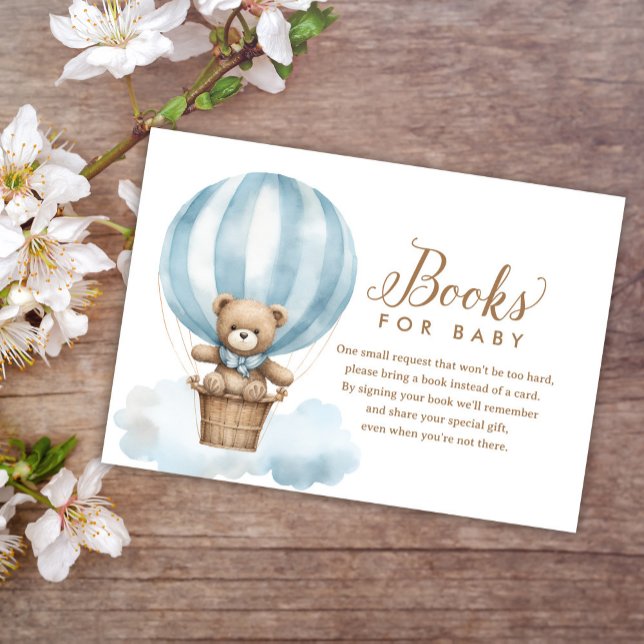 Carte D'accompagnement Blue Teddy Bear Boy Baby shower Livres pour bébé (Créateur téléchargé)