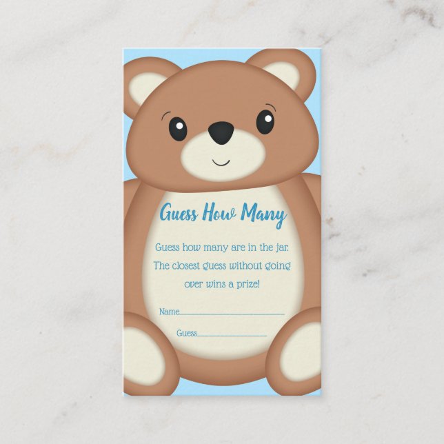 Carte D'accompagnement Blue Teddy Bear Jeu de devinette (Devant)