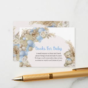 Carte D'accompagnement Blue Teddy Bear Pampas Balloon Arch Livres pour bé
