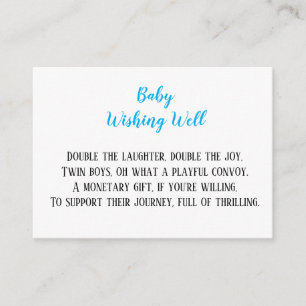 Carte D'accompagnement Blue Twin Baby Boys Wishing Well Baby shower