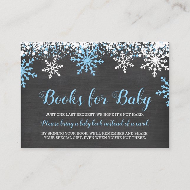 Carte D'accompagnement Blue White Snowflakes Boy Baby shower Réserver (Devant)