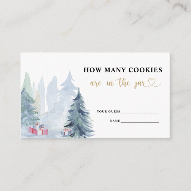 Carte D'accompagnement Blue Winter devinez combien de COOKIES (Devant)