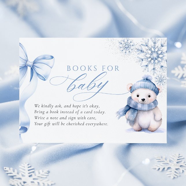 Carte D'accompagnement Blue Winter Polar Bear Books for Baby Card (Créateur téléchargé)