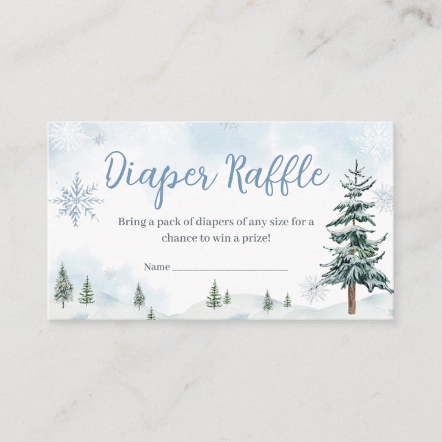 Carte D'accompagnement Blue Winter Wonderland Baby shower Déchets Raffle (Devant)