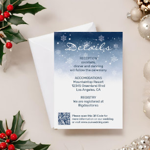 Carte D'accompagnement Blue Winter Wonderland Mariage de Noël