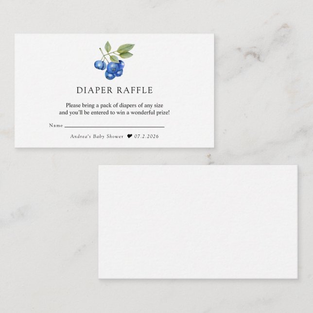 Carte D'accompagnement Blueberry | Baby shower doux (Devant / Derrière)