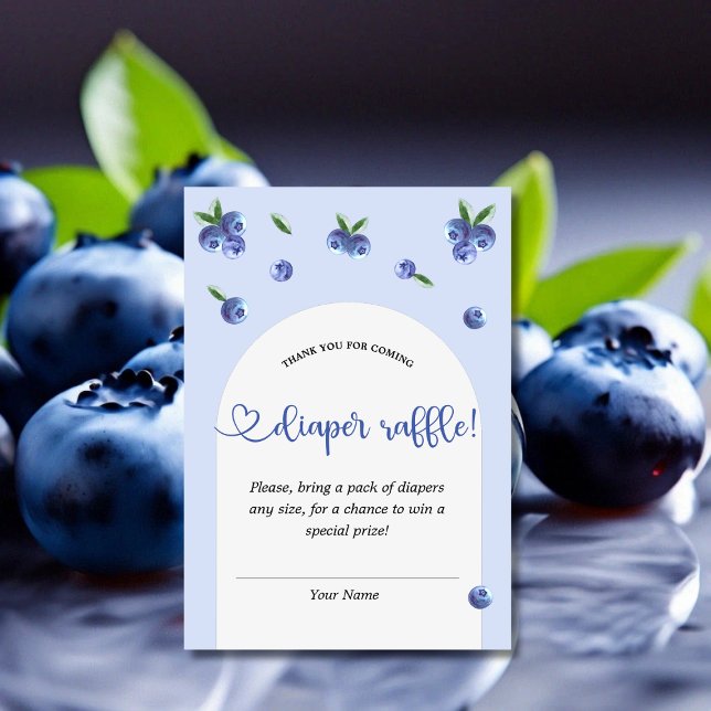Carte D'accompagnement Blueberry Sweet Boy Baby shower Déchets Raffle (Blueberry Sweet Boy Baby Shower Diaper Raffle Enclosure Card)