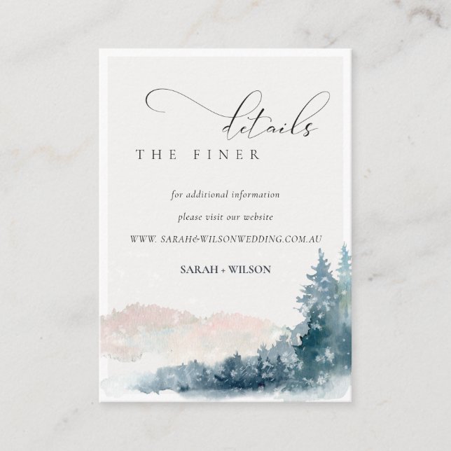 Carte D'accompagnement Blush Blue Mountains Pine Mariage Site web Détail (Devant)