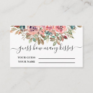 Carte D'accompagnement Blush floral devinez combien de baisers jeu nuptia