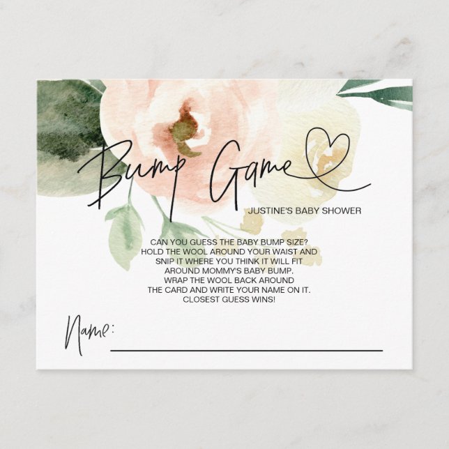 Carte D'accompagnement Blush Floral Girl Baby shower Jeu Bump Guess (Devant)