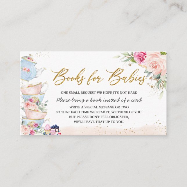 Carte D'accompagnement Blush Floral High Tea Party Livres pour bébés jume (Devant)