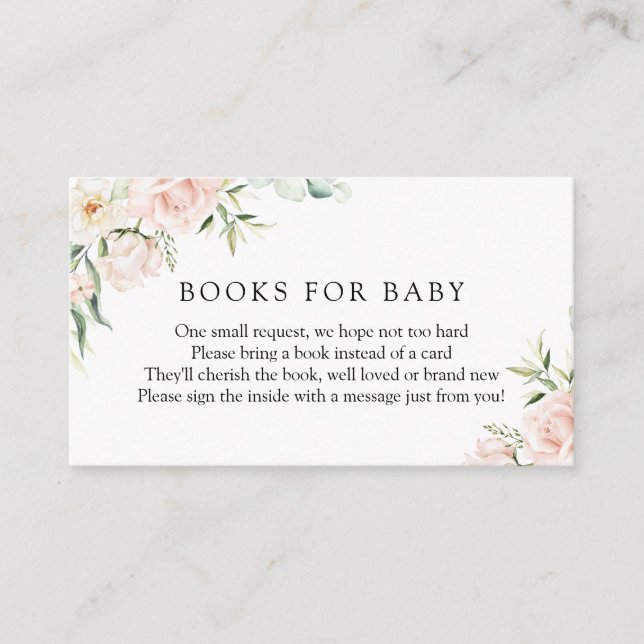 Carte D'accompagnement Blush Florals et Livres de verdure pour bébé Enclo (Devant)