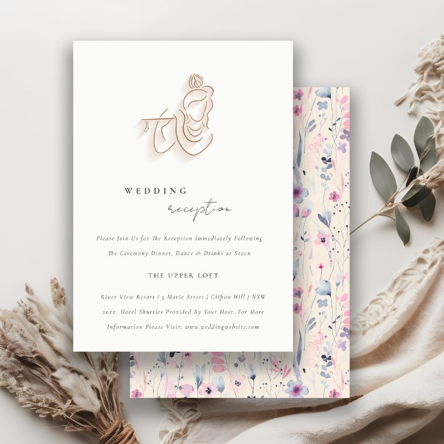 Carte D'accompagnement Blush Gold Floral Krishna Réception de mariage ind (Créateur téléchargé)