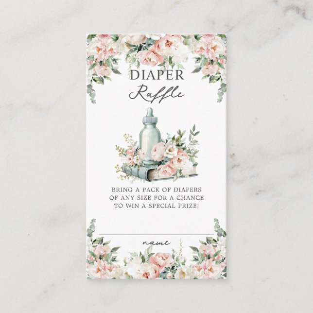 Carte D'accompagnement Blush Ivory Floral Livres Nouveau Chapitre Diaper  (Devant)