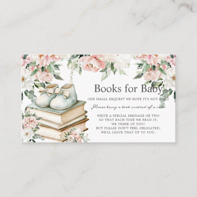 Carte D'accompagnement Blush Ivory Floral Livres pour bébé Nouveau Chapit (Devant)