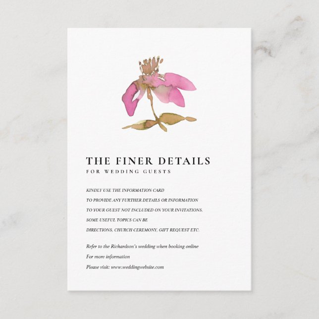 CARTE D'ACCOMPAGNEMENT BLUSH PINK CHERRY BLOSSOM MARIAGE FLORAL DÉTAIL (Devant)