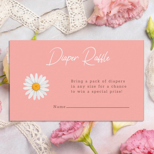 Carte D'accompagnement Blush Pink Daisy Floral Baby Shower Diaper Raffle (Créateur téléchargé)