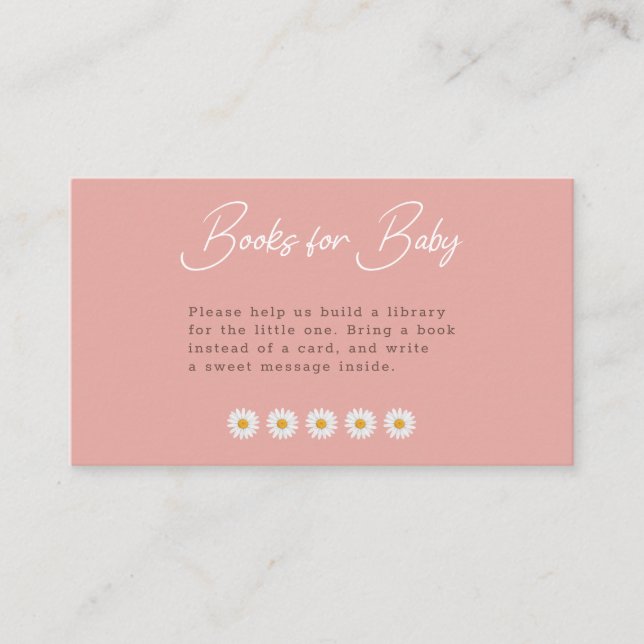 Carte D'accompagnement Blush Pink Daisy Floral Books for Baby (Devant)