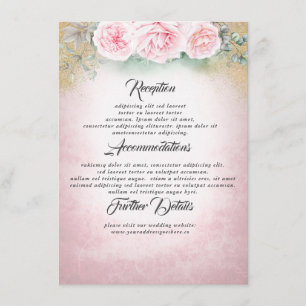 Carte D'accompagnement Blush Pink Floral Mariage Information Invité