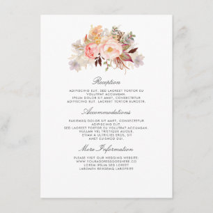 Carte D'accompagnement Blush Pink Floral Mariage Information Invité
