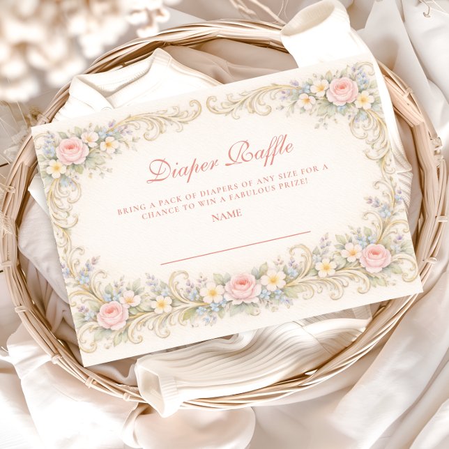 Carte D'accompagnement Blush Pink Garden Baroque Diapper Raffle (Créateur téléchargé)