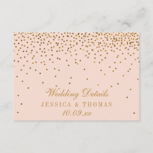 Carte D'accompagnement Blush Pink & Gold Confetti Mariage Détail Insertio