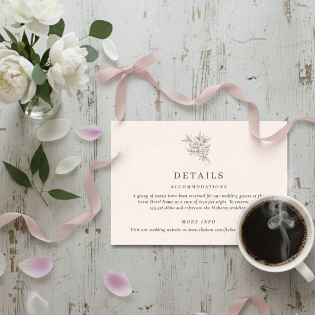 Carte D'accompagnement Blush Pink Monogram Details Enclosure Card (Blush Pink Monogram Details Enclosure Card)