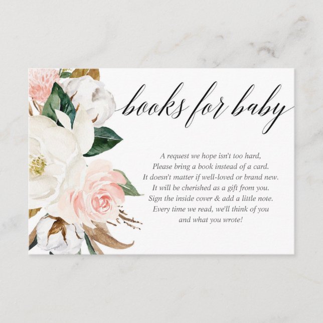 Carte D'accompagnement Blush rose magnolia fille baby shower demande de r (Devant)