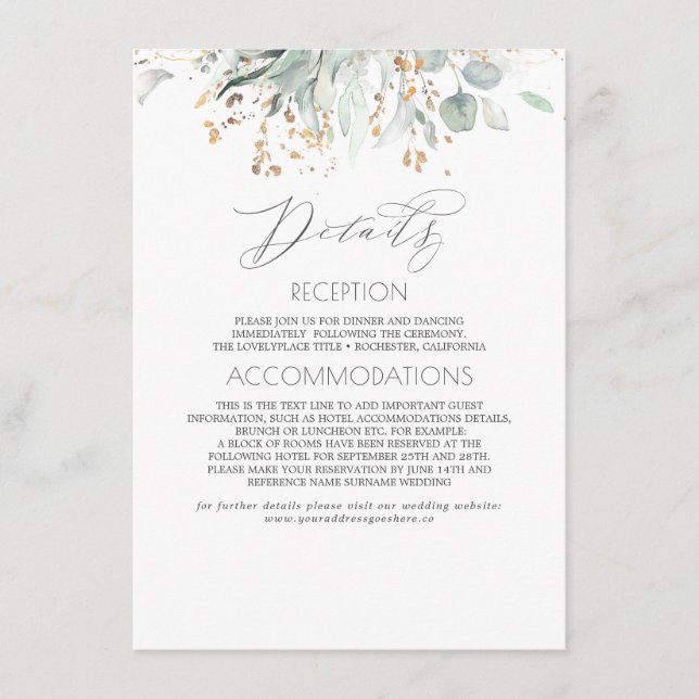Carte D'accompagnement Bohème Aquarelle Verdure Information Mariage (Devant)