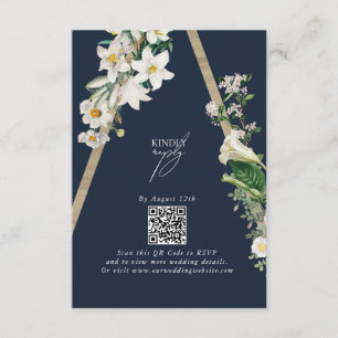 Carte D'accompagnement Bohème Bohème Pyramide Flore Blanche Mariage Bleu