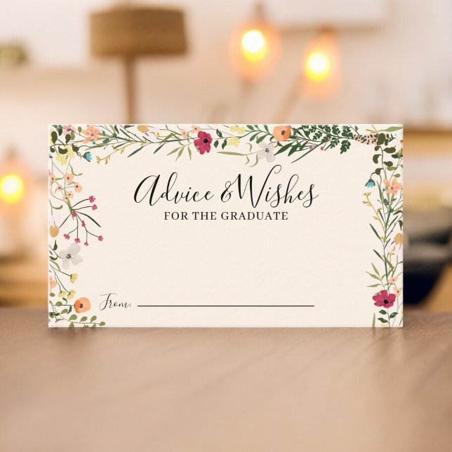 Carte D'accompagnement Bohème conseils fleur sauvage souhaite diplôme (Bohemian wildflowers advice wishes graduation enclosure card)