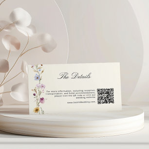 Carte D'accompagnement Bohême Fleur sauvage QR Code Détails Mariage