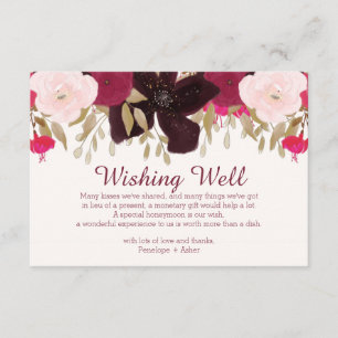 Carte D'accompagnement Bohème Floral Mariage Wishing well Insert Card