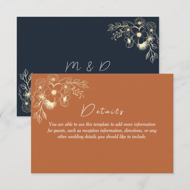Carte D'accompagnement Bohemian Terracotta Détails du Mariage (Devant / Derrière)