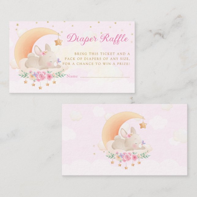 Carte D'accompagnement Boho Aquarelle Lapin Baby shower Déchets Raffin (Devant / Derrière)
