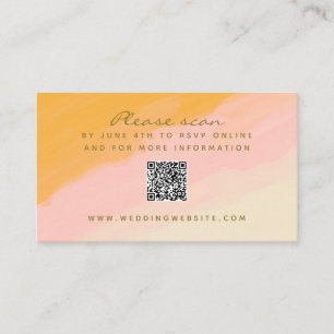 Carte D'accompagnement Boho Aquarelle rose jaune QR Code RSVP