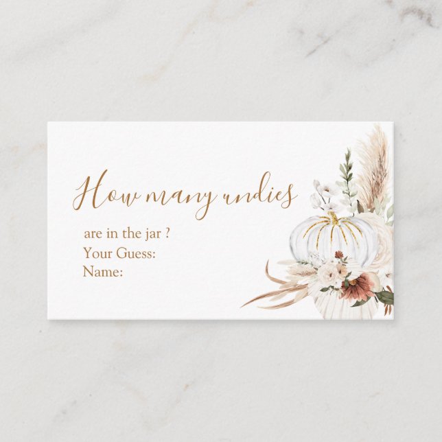 Carte D'accompagnement Boho Arch Citrouille blanc Combien d'Undies (Devant)