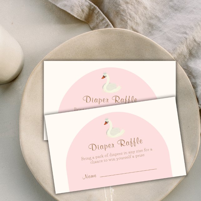 Carte D'accompagnement Boho Arch Princess Swan Diaper Baby shower Raffin (Boho Arch Princess Swan Diaper Raffle Baby Shower Enclosure Card)