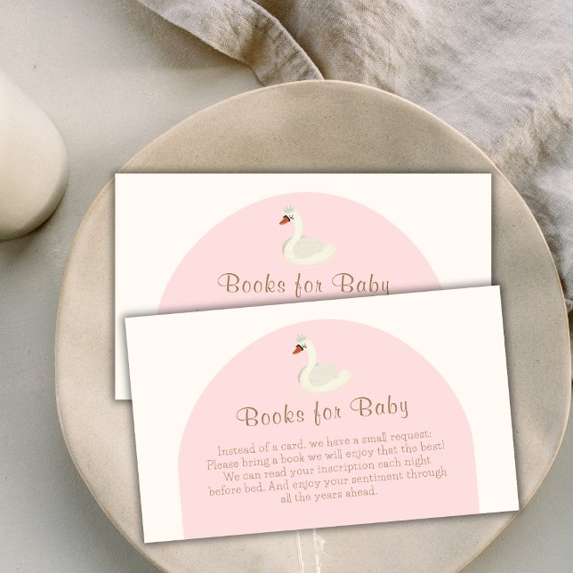 Carte D'accompagnement Boho Arch Princess Swan Livres Pour Baby shower (Boho Arch Princess Swan Books For Baby Shower Enclosure Card)