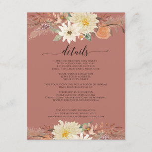 Carte D'accompagnement BOHO Automne Floral Aquarelle Bio Terre Moutarde