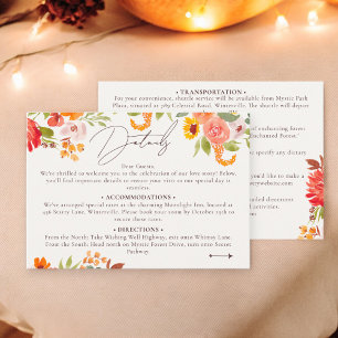 Carte D'accompagnement Boho automne rustique peint détails mariages flora