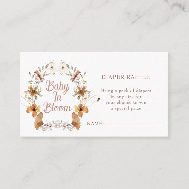 Carte D'accompagnement Boho Baby In Bloom Baby shower Déchets Raffle (Devant)