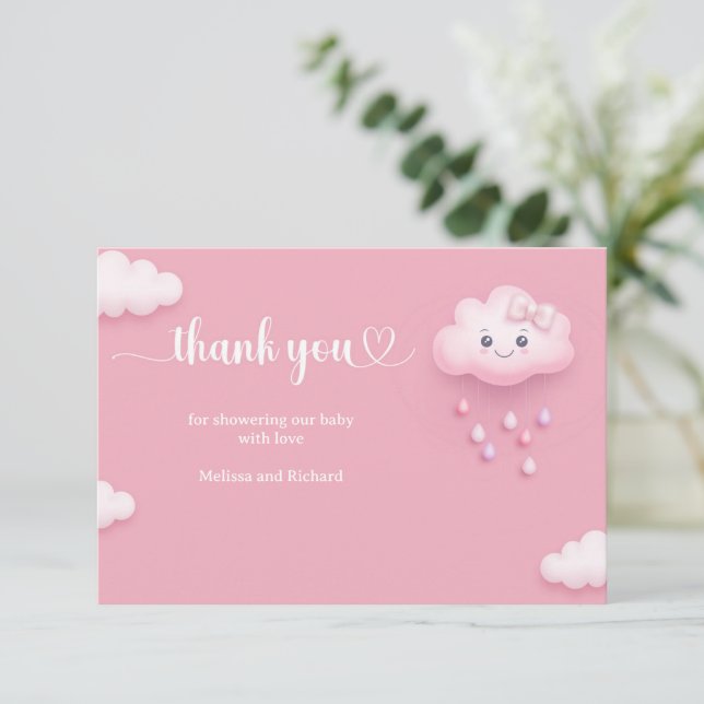 Carte D'accompagnement Boho Baby shower fraise Berry Merci doux (Debout devant)