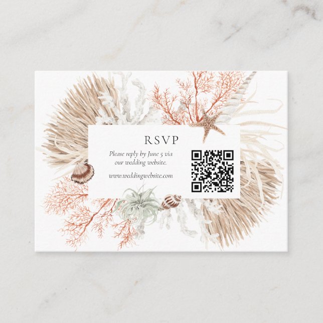 Carte D'accompagnement Boho Beach Corail Reef RSVP (Devant)